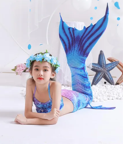 Vista 3 de Kakawayi traje de baño de 3 piezas diseño de cola de sirena para niñas