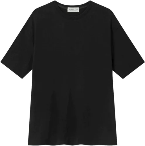 Vista 5 de EDUARDO Camiseta básica de manga corta para hombre Semi Over Relaxed Fit Tee (mezcla modal de algodón)