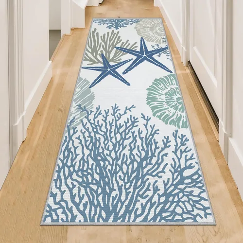 Vista 8 de Tritard Alfombra de área costera de 2 x 3 pulgadas - Pequeña alfombra plegable lavable a máquina, antideslizante, para entrada, alfombra de playa