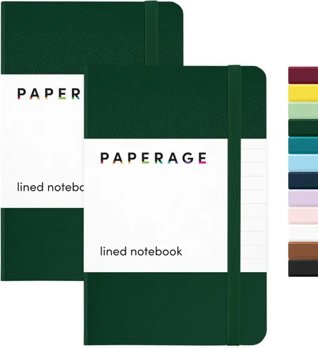 Vista 26 de Juego de 2 cuadernos blocs de notas de bolsillo pequeño, pauta universitaria, 3.7 x 5.6 pulgadas, minidiario de tapa dura, papel grueso de 3.5 Negro