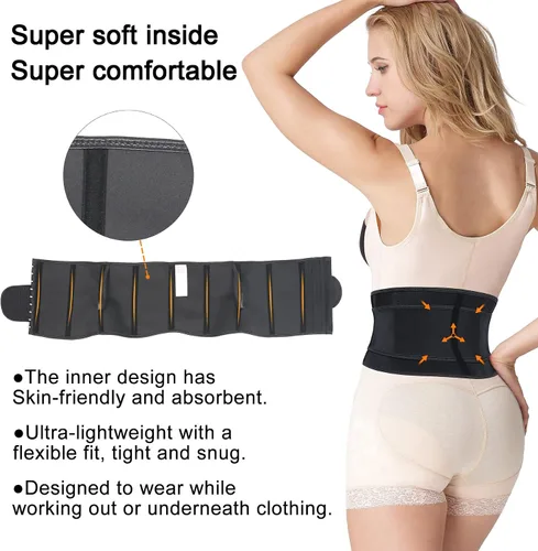 Vista 7 de Atbuty Entrenadores de cintura de torso corto para mujer, corsé debajo del busto, de látex, faja deportiva de reloj de arena