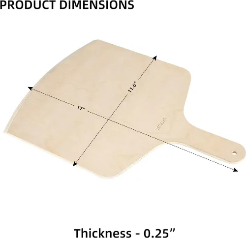 Vista 2 de UPTRUST Pela de pizza de madera natural de alta calidad, rectangular, 12 x 17 pulgadas, espátula grande para pizza, tabla de cortar para hornear