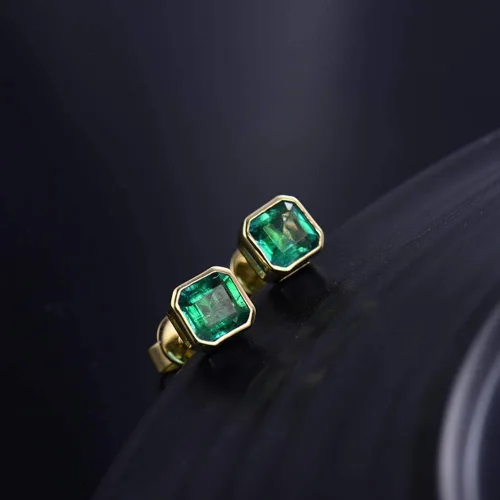 Vista 3 de Lanmi - Pendientes de oro blanco amarillo de 14 quilates con diamantes naturales para mujeres y niñas