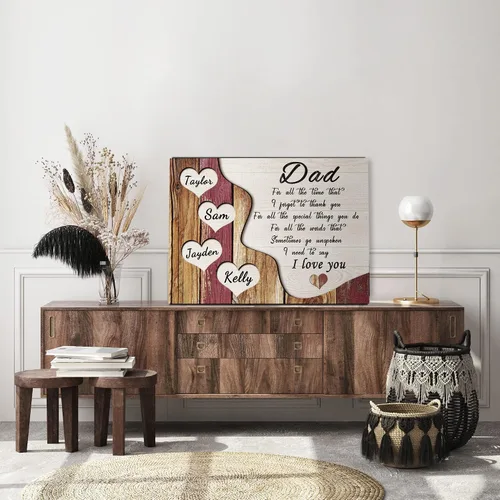 Vista 5 de Eternalart Regalos únicos para papá, abuelo, esposo de hija, hijo, esposa, impresiones en lienzo personalizadas con nombres de niños para padre