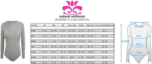 Vista 6 de Natural Uniforms Traje de cuerpo de manga larga, algodón transpirable elástico
