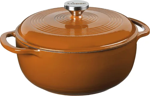 Vista 12 de Lodge Horno holandés de hierro fundido esmaltado de 4.5 cuartos de galón con tapa, asas dobles, apto para horno hasta 500° F o en la estufa, uso