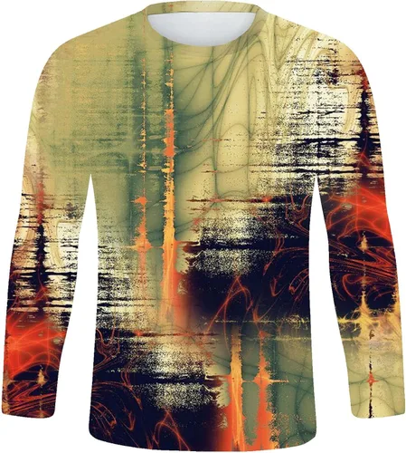 Vista 4 de DuDubaby Camisetas novedosas para hombre, de manga larga, con estampado casual, cuello redondo, blusa