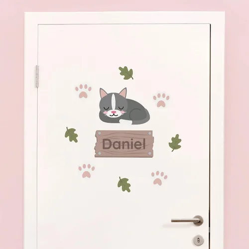 Vista 22 de Calcomanías de puerta personalizadas para habitación de niños, calcomanías de pared con nombre personalizado para decoración de habitación de bebés