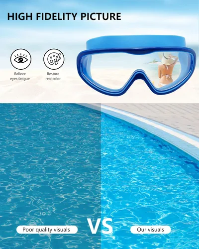 Vista 6 de Gafas de natación para adultos, paquete de 2 gafas de natación antivaho con protección UV con correas ajustables, gafas de natación de silicona a