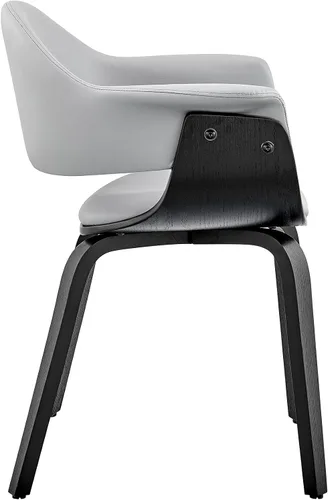 Vista 5 de Armen Living Adalyn - Silla de comedor de piel sintética y madera, gris/negro, 19 pulgadas de profundidad x 25 pulgadas de ancho x 30 pulgadas