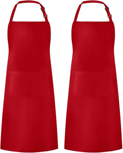 Vista 31 de Syntus Delantal ajustable con 2 bolsillos, delantales de cocina para mujeres, hombres, chef