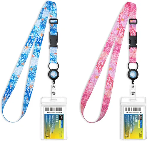 Vista 12 de MNGARISTA Cordón retráctil para tarjetas de crucero, cordones impermeables para tarjetas de crucero con soporte de identificación, paquete de 2