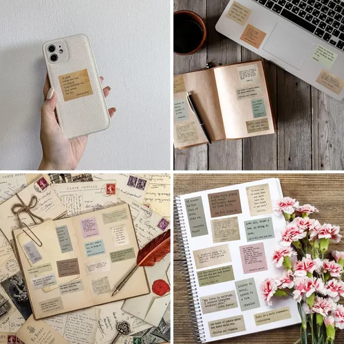 Vista 5 de LakoArt 120 Piezas Calcomanías de Citas Motivacionales Estilo Máquina de Escribir Retro No Repetitivas, Calcomanías Inspiradoras Vintage