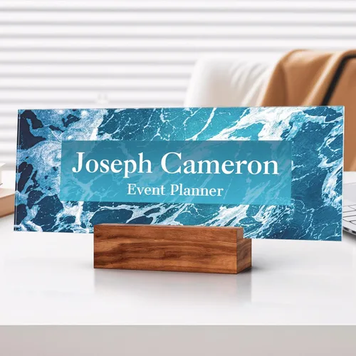 Vista 49 de Placa de identificación personalizada para escritorio, decoración de oficina de acrílico transparente con diseño de flores, decoraciones