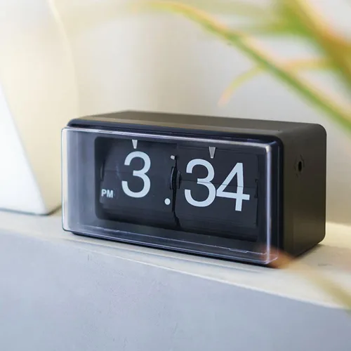 Vista 2 de BHning Reloj de escritorio digital con tapa transparente de estilo retro, función automática de giro de página, pantalla digital