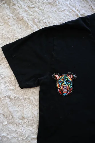 Vista 3 de Pitbull Patch - Bonito y realista aplique bordado para perros, para chaquetas, mochilas, sombreros, bolsos y proyectos de manualidades de bricolaje