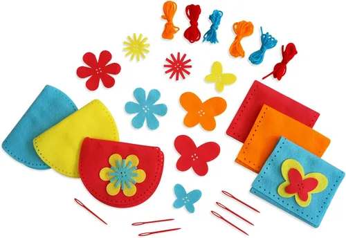 Vista 3 de Serabeena Cose Tus Propios Monederos - Kit de Costura para Niños - Manualidades de Fieltro para Niños - Costura Edades 4-8 Años en Adelante - Kit