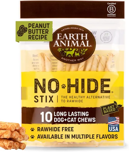 Vista 9 de Earth Animal No Hide Stix - Palitos masticables para perros sin cuero crudo, 10 unidades de carne de res