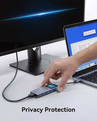 Vista 9 de MOKiN Hub USB C para adaptador MacBook con pantalla LCD inteligente