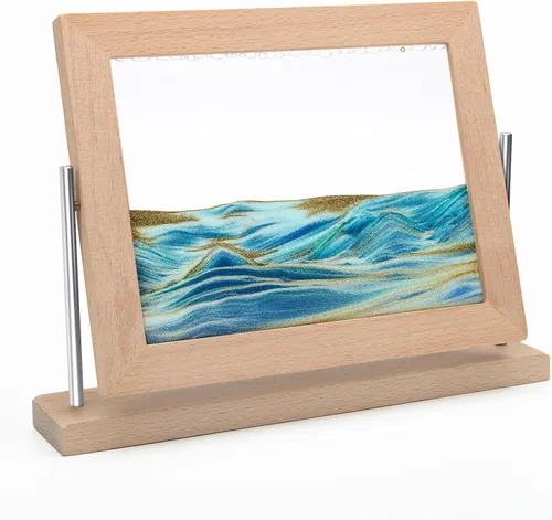 Vista 8 de Coitak Imagen de arte de arena móvil, imagen dinámica de arena, arte de arena móvil de escritorio para decoración del hogar y oficina (oro rosa)