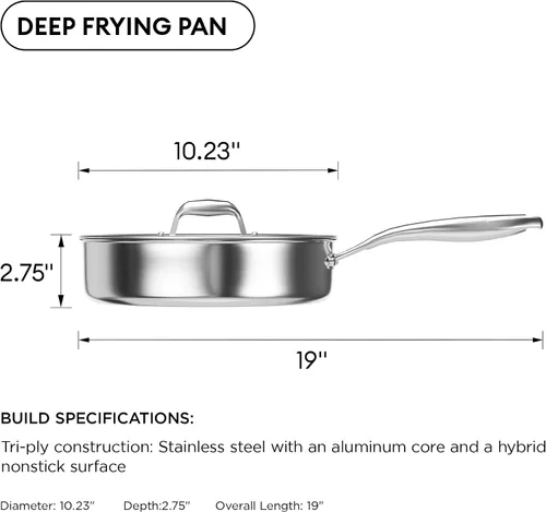 Vista 8 de COOKER KING Sartén híbrida de 3.6 cuartos de galón con tapa, sartén