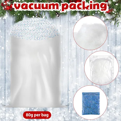 Vista 2 de 4 bolsas de nieve esponjosa decoración artificial de nieve sintética, nieve sintética, manta de nieve artificial para interiores, nieve para fiestas