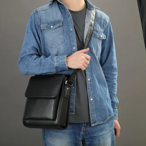 Vista 4 de Cuero auténtico mensajero Bolsas hombro hombro Crossbody bolso trabajo negocio vintage capacidad