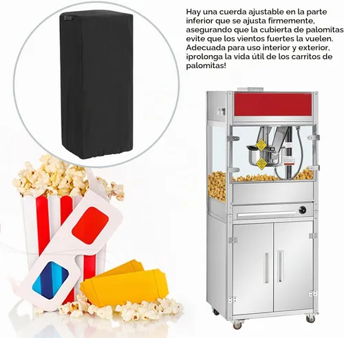 Vista 3 de Cubierta para máquina de palomitas de maíz 420D, cubierta de carrito de palomitas a prueba de polvo con diseño de cordón ajustable y resistente al