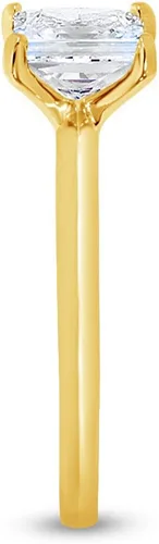 Vista 5 de Anillo de compromiso solitario de cuatro puntas de oro amarillo sólido de 14 k con borde de cuchillo y circonita cúbica de 1.0 quilates.