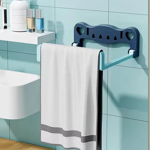 Vista 8 de Organizadores de estantes de baño montados en la pared sin perforar para toallas y artículos de tocador, fácil instalación adhesiva