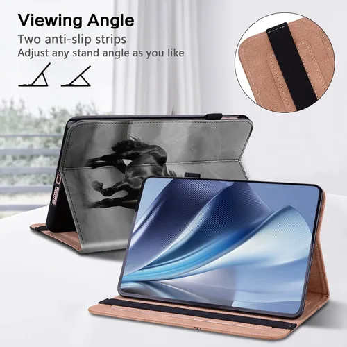 Vista 3 de ALILANG Funda para Samsung Galaxy Tab S5e de 10,5 pulgadas con lápiz capacitivo, a prueba de golpes plegable, negro (black horse)