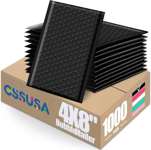 Vista 49 de GSSUSA Paquete de 100 sobres de burbujas negras de 4 x 8 y 6 x 10 pulgadas Negro