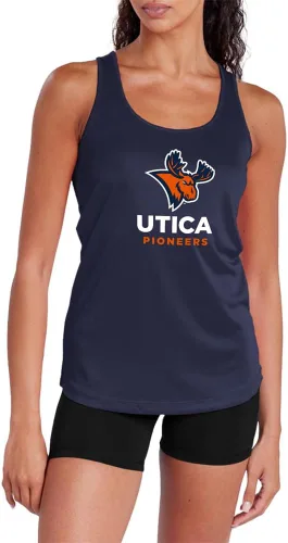 Vista 273 de Camiseta deportiva sin mangas oficial de NCAA Collegiate para mujer, con espalda cruzada, colección con logotipo primario