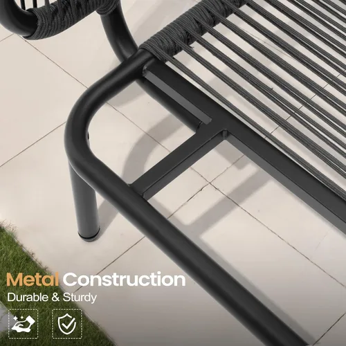 Vista 4 de Sofá modular moderno de 5 piezas para exteriores con mesa auxiliar, juego de conversación de patio de 31 pulgadas, resistente a la intemperie Gris