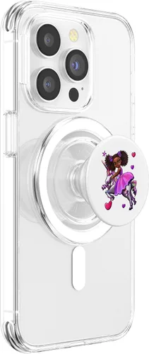 Vista 3 de Princess Cute melanin African American girl unicorn Afro PopSockets MagSafe PopGrip for iPhone