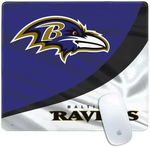 Vista 6 de Skinit Alfombrilla de mouse pequeña para juegos, diseño desgastado con licencia oficial de Baltimore Ravens con bordes cosidos, impermeable, base