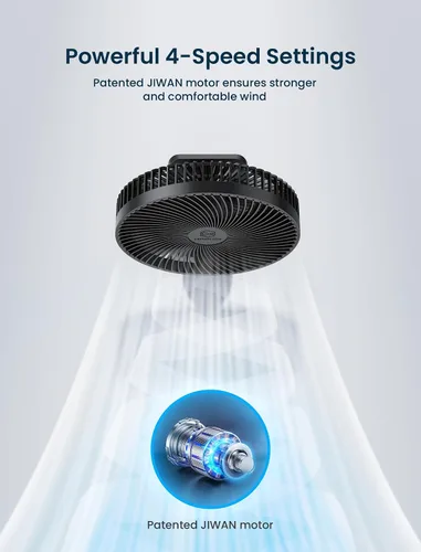 Vista 4 de Ventilador oscilante silencioso de pared de 8.5 pulgadas con control remoto y temporizador, 4 velocidades ajustables para baños pequeños