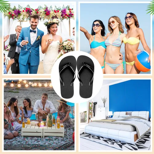 Vista 4 de Unittype 72 pares de chanclas a granel para invitados de boda, fiesta, paquete de sandalias casuales con tarjetas de varios tamaños, letrero