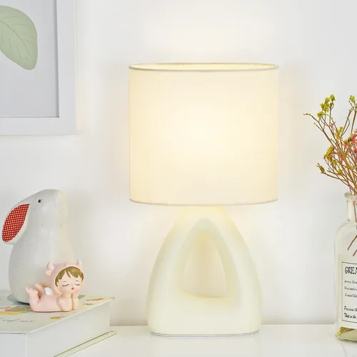Vista 4 de LILA Lámpara de mesa pequeña y moderna color crema, 6.7 x 3.94 x 11.8 pulgadas de alto, bombilla excluida, lámpara de mesa de mesa/noche para sala