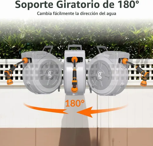 Vista 4 de Giraffe Tools Carrete de manguera retráctil 1/2" x 100 pies con divisor