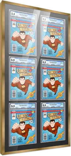 Vista 148 de Poster Palooza Marco de cómics con paspartú para 1 cómic de grado CGC, CBCS o PGX, marco de cómic de bronce para cómic de 8.125 x 13 pulgadas