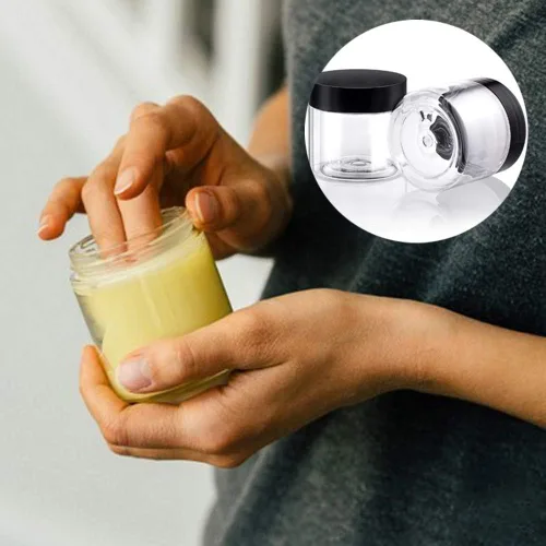 Vista 5 de Paquete de 12 recipientes pequeños de plástico de 4 onzas con tapas + paquete de 12 tarros de muestra de cosméticos de 0.7 oz/0.7 fl oz
