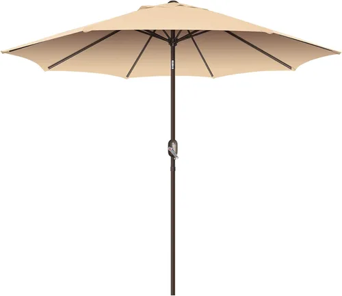 Vista 10 de Sombrilla de patio de 7.5 pies/9 pies, sombrilla de piscina con protección UV con poste resistente, sombrilla para exteriores con botón