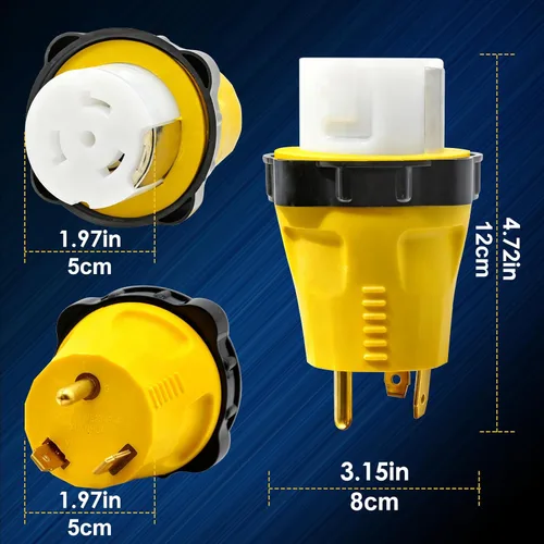 Vista 7 de Adaptador de camping RV de 30A a 50A con conector de bloqueo giratorio