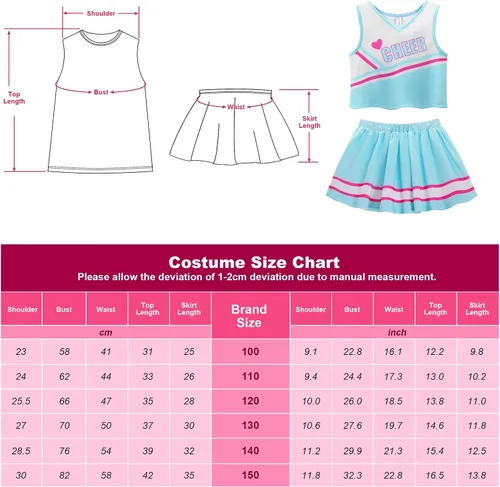 Vista 3 de ReliBeauty Disfraz de animadora para niñas, uniforme de animación