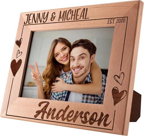 Vista 9 de Regalos de aniversario para él, ella – Marcos de fotos de amor personalizados para parejas con nombre – 4 x 6 – Regalos de San Valentín