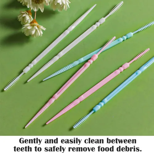 Vista 6 de FERCAISH Palillo de dientes interdental desechable de doble cabeza, 1060 piezas, cepillo de plástico, palillos de dientes para el cuidado bucal