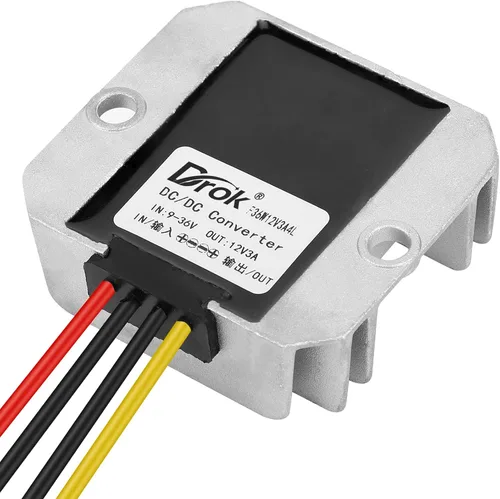 Vista 6 de DROK Boost Buck Convertidor de 9V-36V a 12V 3A 36W carcasa de aluminio impermeable auto elevador regulador de voltaje 12V V Transformador de voltios