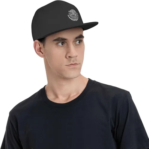 Vista 8 de wikjxiz Gorra de béisbol ajustable de ala plana negra con bandera de México, gorra de béisbol ajustable