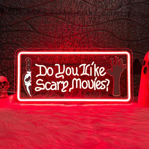 Vista 8 de WLHOPE Letrero de neón de Halloween regulable con calavera, manzana, para decoración de pared, luces LED de Halloween, conectividad USB, luces LED
